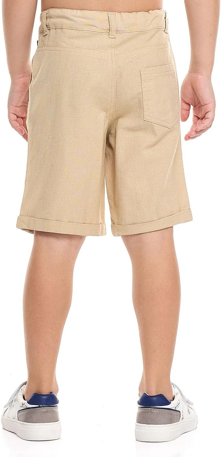 شلوارک کتان پسرانه ساده آر اند بی مدل 125-1345KB404-2 با دکمه شلوارک کتان پسرانه ساده آر اند بی مدل 125-1345KB404-2 با دکمه