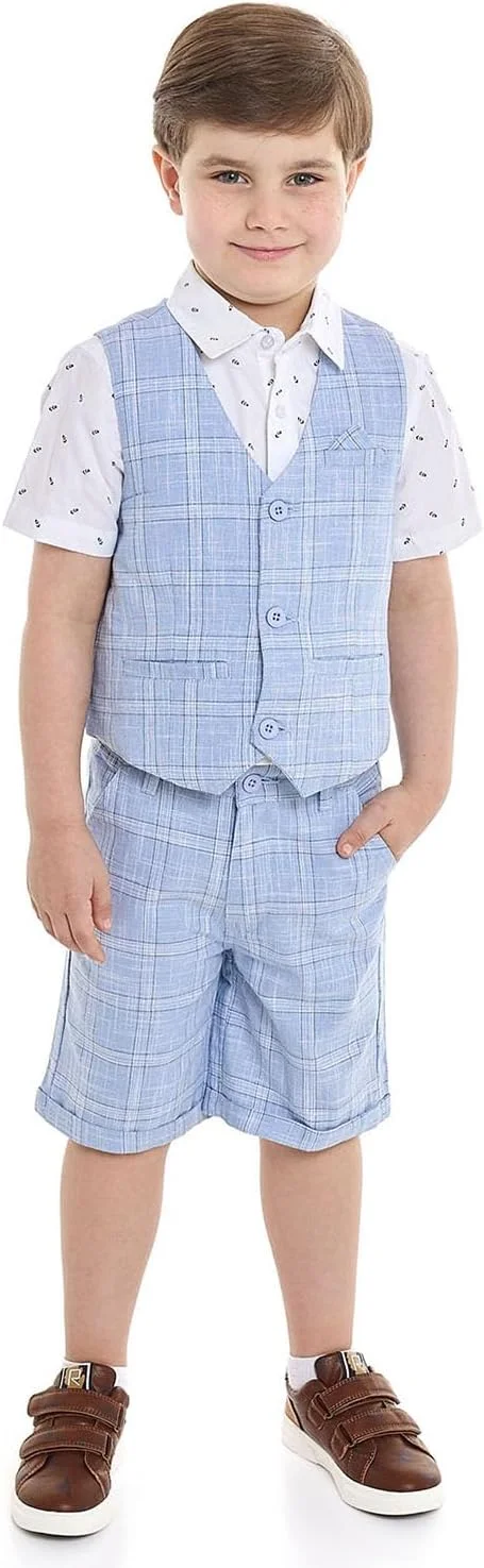 شلوارک چهارخانه پسرانه آر اند بی مدل 125-1345Kb402-1 با بست دکمه ای