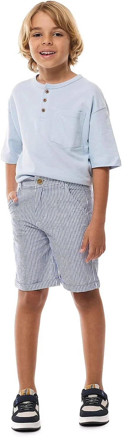 شورت راه راه پسرانه آر اند بی مدل 125-1263KB149-1 با بست دکمه ای