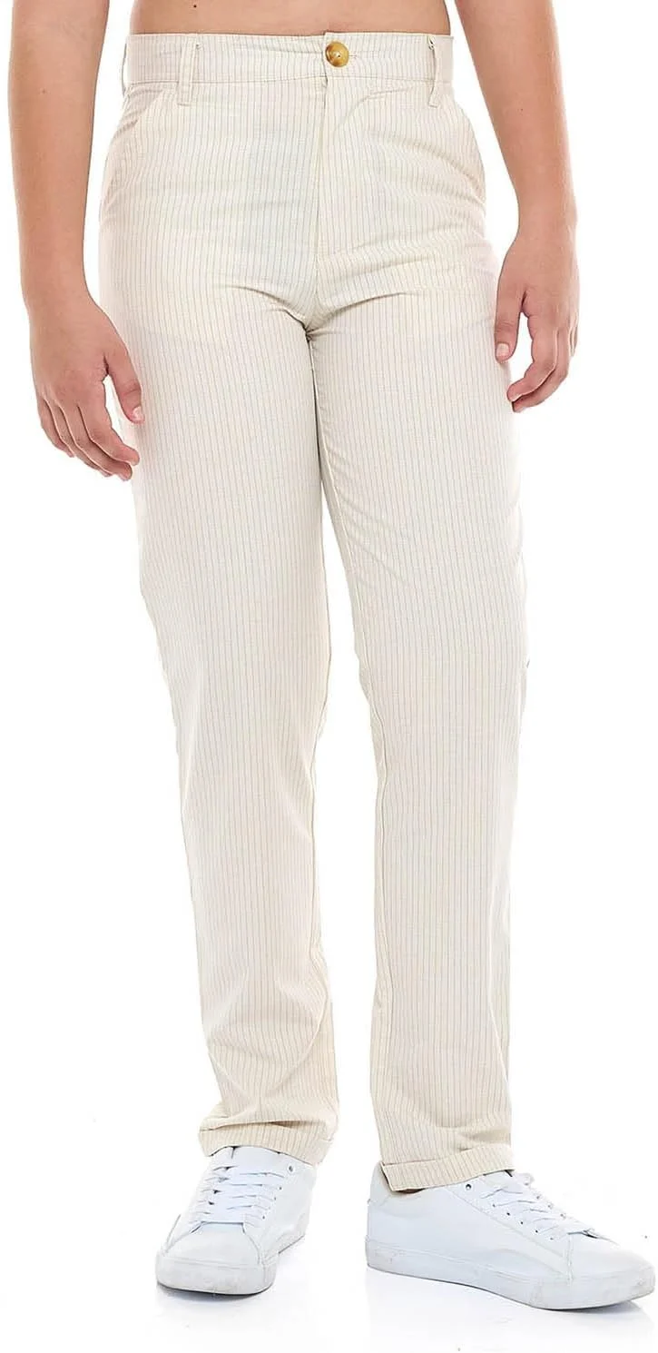 شلوار راه راه پسرانه آر اند بی مدل 125-1121Tb027-1 با برش اسلیم فیت و بست دکمه ای شلوار راه راه پسرانه آر اند بی مدل 125-1121Tb027-1 با برش اسلیم فیت و بست دکمه ای