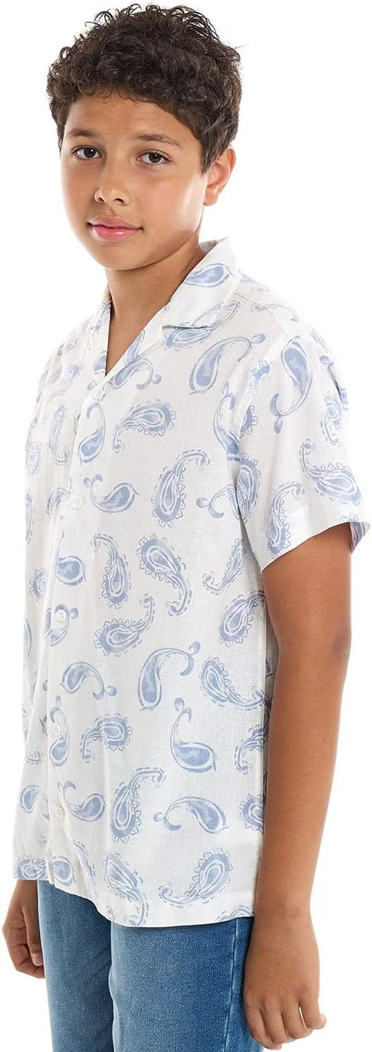 پیراهن پسرانه R&B مدل 125-1121Tb006 با طرح پیزلی، یقه برگردان و آستین کوتاه پیراهن پسرانه R&B مدل 125-1121Tb006 با طرح پیزلی، یقه برگردان و آستین کوتاه