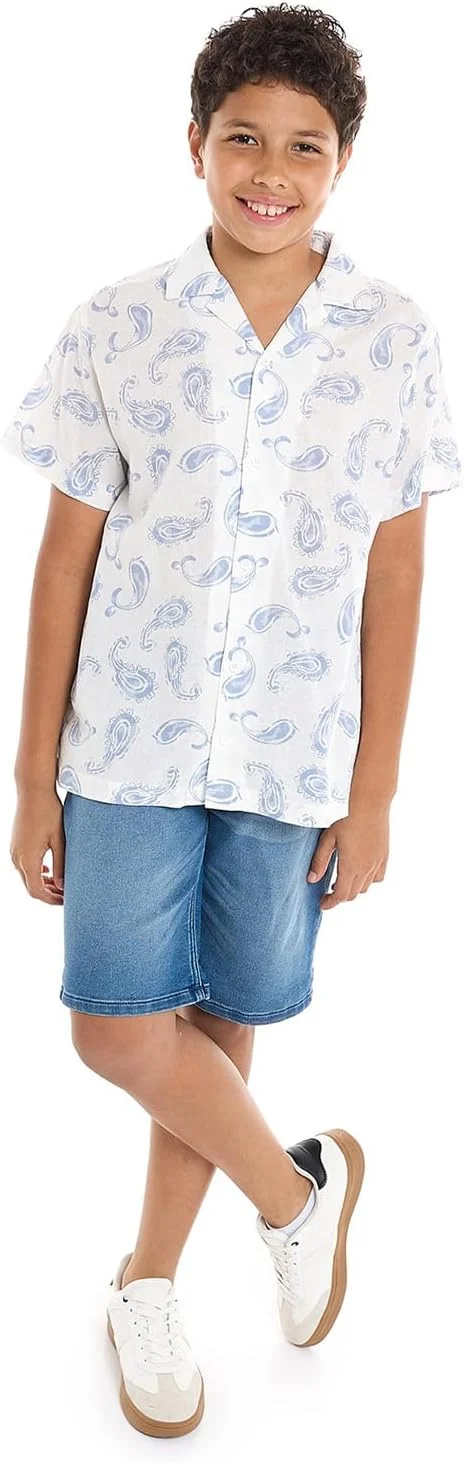 پیراهن پسرانه R&B مدل 125-1121Tb006 با طرح پیزلی، یقه برگردان و آستین کوتاه پیراهن پسرانه R&B مدل 125-1121Tb006 با طرح پیزلی، یقه برگردان و آستین کوتاه