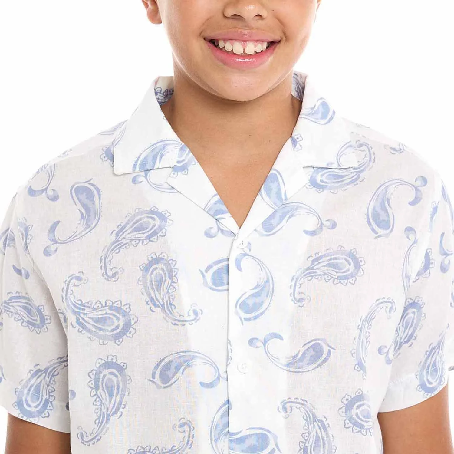 پیراهن پسرانه R&B مدل 125-1121Tb006 با طرح پیزلی، یقه برگردان و آستین کوتاه پیراهن پسرانه R&B مدل 125-1121Tb006 با طرح پیزلی، یقه برگردان و آستین کوتاه