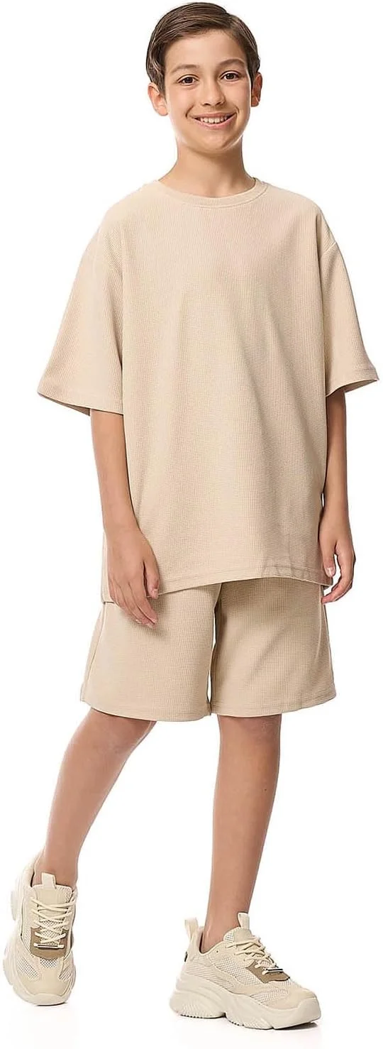 تی شرت بافت دار سایز بزرگ پسرانه R&B مدل 125-1071TB705-4 با یقه گرد و آستین کوتاه تی شرت بافت دار سایز بزرگ پسرانه R&B مدل 125-1071TB705-4 با یقه گرد و آستین کوتاه