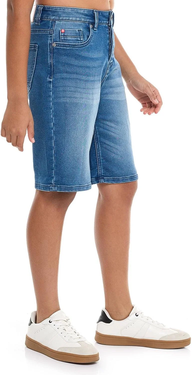 شلوارک جین پسرانه مدل R&B Boys 125-1111Tb092-2 با دکمه