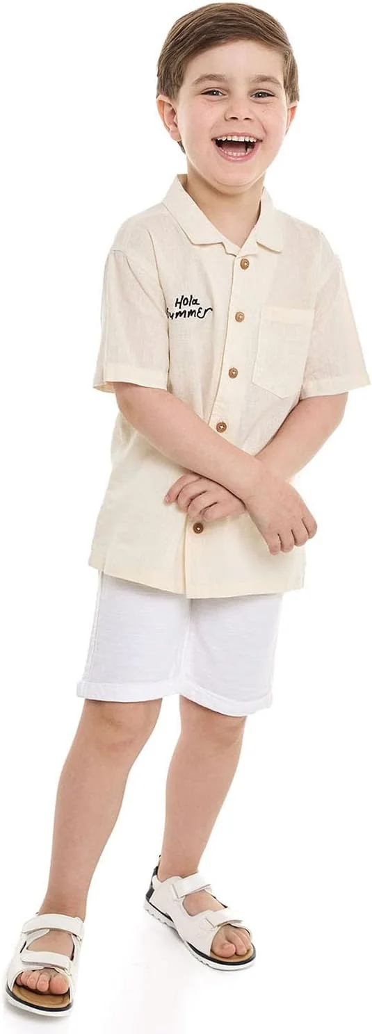 پیراهن پسرانه R&B مدل 125-1111Kb138-1 با جزئیات گلدوزی، یقه کلاسیک و آستین کوتاه پیراهن پسرانه R&B مدل 125-1111Kb138-1 با جزئیات گلدوزی، یقه کلاسیک و آستین کوتاه