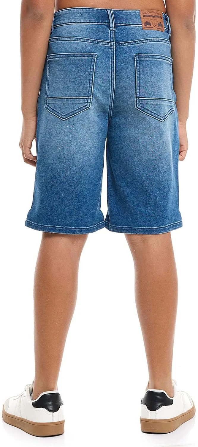 شلوارک جین پسرانه آر اند بی مدل 125-1111Tb092-2 با دکمه