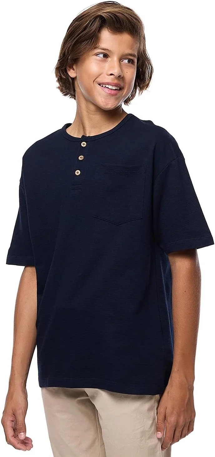 تی‌شرت بافت‌دار پسرانه آر اند بی مدل 125-0777TB128-6 با یقه گرد و آستین کوتاه