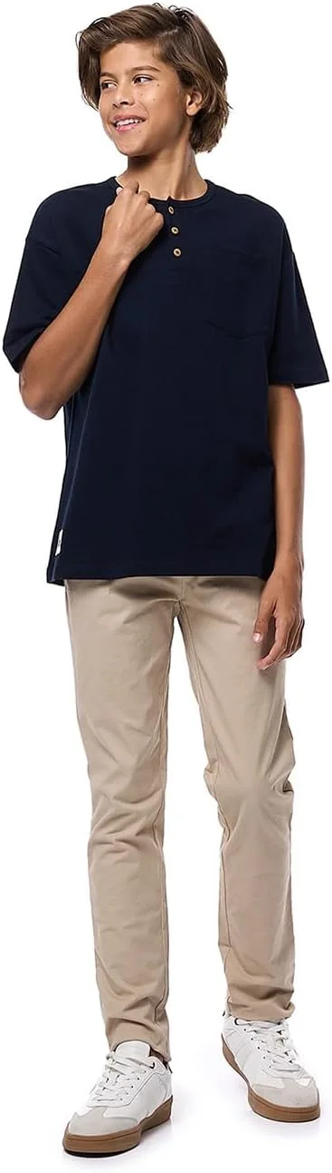 تی‌شرت بافت‌دار پسرانه آر اند بی مدل 125-0777TB128-6 با یقه گرد و آستین کوتاه