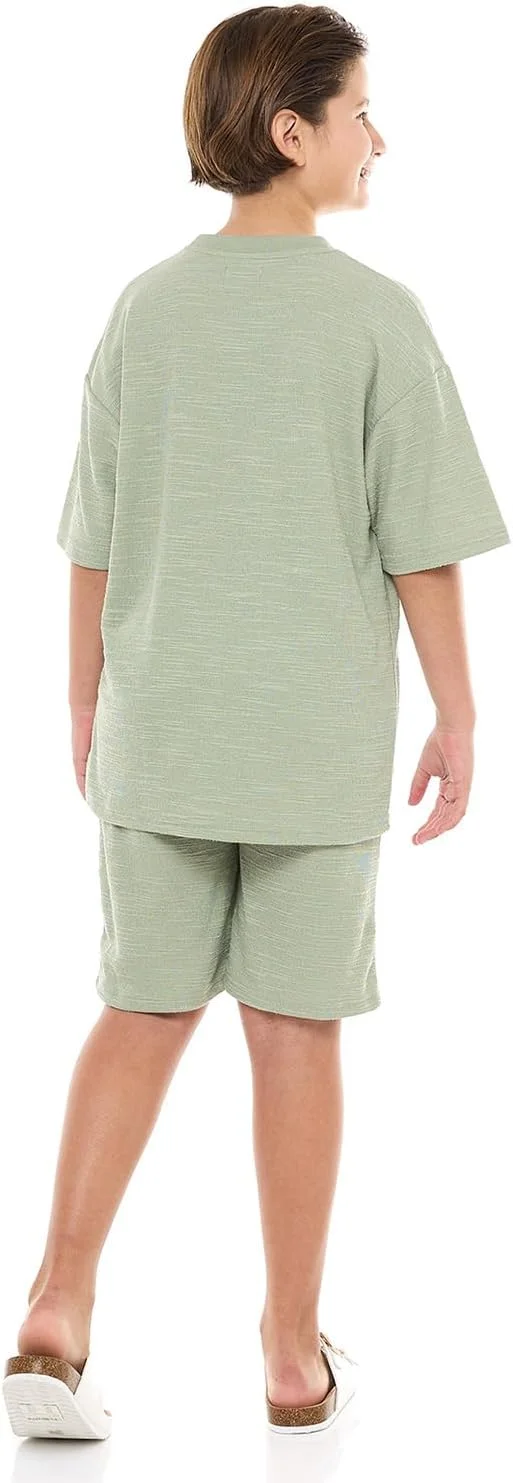 ست تی‌شرت بافت‌دار و شلوارک پسرانه آر اند بی مدل 125-0509Tb022-2