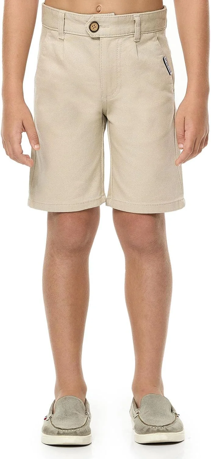 شلوارک بافت دار پسرانه آر اند بی مدل 125-0121Kb196-3 با بست دکمه ای