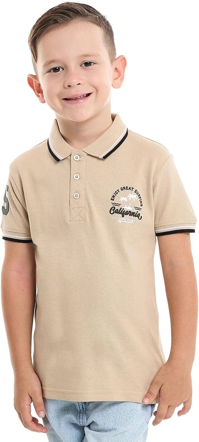 تی شرت پولو پسرانه طرح دار آستین کوتاه