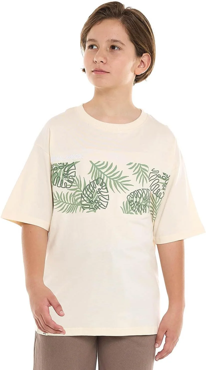 تی شرت طرح دار پسرانه آر اند بی مدل 125-0145Tb074-1 با یقه گرد و آستین کوتاه