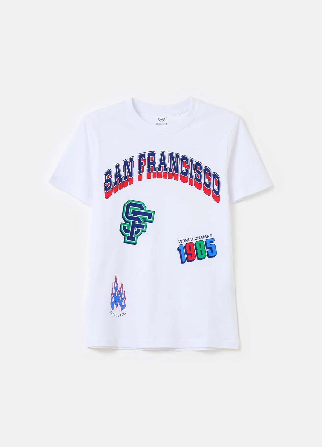 تی شرت پسرانه نخی OVS با چاپ حروف تی شرت پسرانه نخی OVS با چاپ حروف