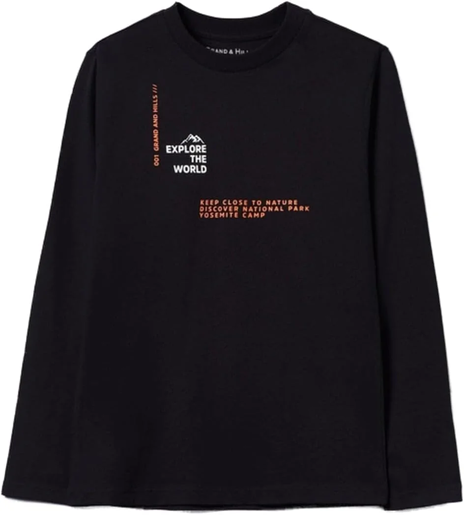 تی شرت آستین بلند پسرانه OVS با چاپ حروف