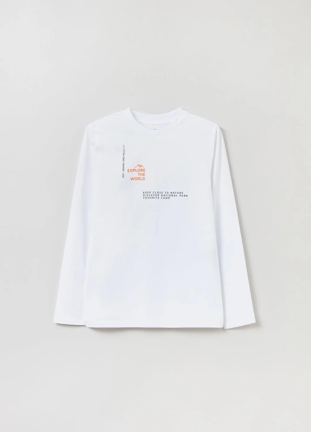 تی شرت آستین بلند پسرانه او وی اس طرح Grand&Hills با چاپ حروف