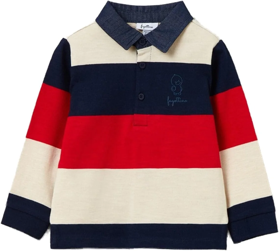 پولوشرت راه راه پسرانه OVS با یقه جین