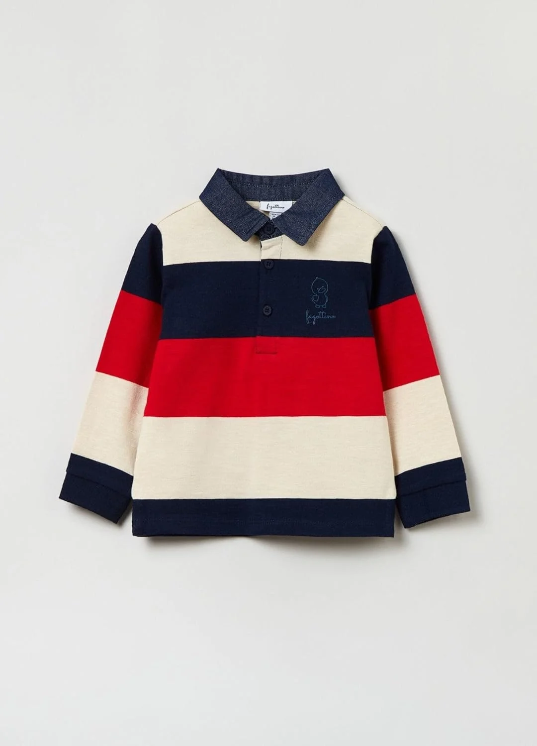 پولوشرت راه راه پسرانه OVS با یقه جین