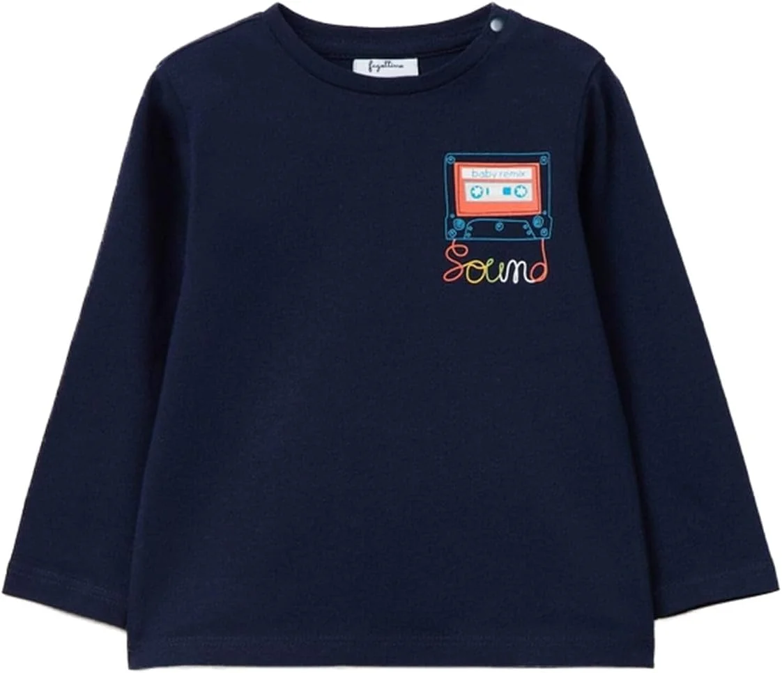 تی شرت آستین بلند پسرانه OVS مدل Fagottino 001605730-آبی با طرح استریو، سایز 30-36 ماه، آبی