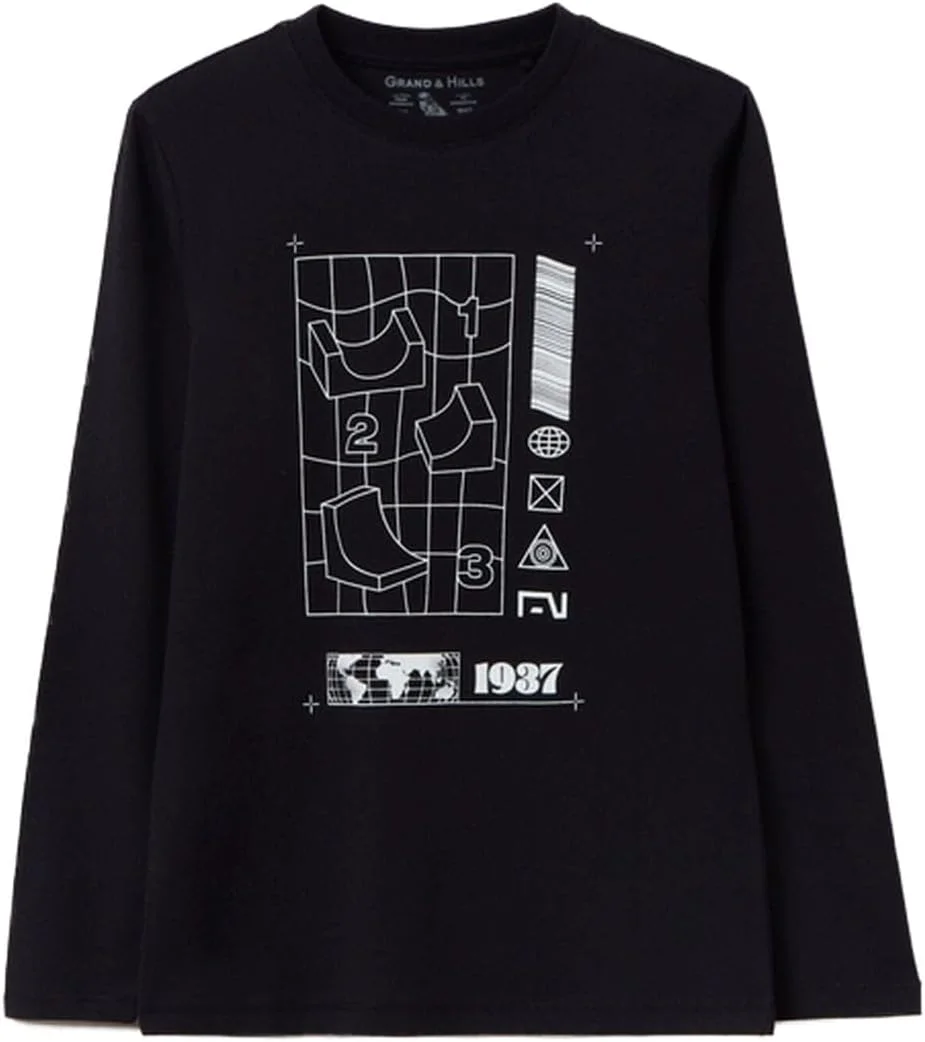 تی شرت آستین بلند پسرانه او وی اس، طرح دار