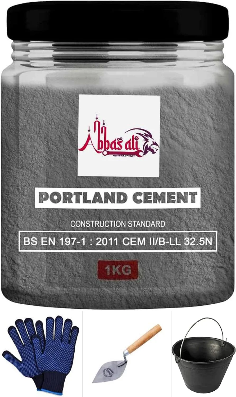 پودر سیمان پرتلند زودگیر عباسعلی، سیمان با کیفیت ساختمانی برای مصارف خانگی و پروژههای DIY، ۱ کیلوگرم به همراه دستکش، کاردک کوچک و سطل پودر سیمان پرتلند زودگیر عباسعلی، سیمان با کیفیت ساختمانی برای مصارف خانگی و پروژههای DIY، ۱ کیلوگرم به همراه دستکش، کاردک کوچک و سطل