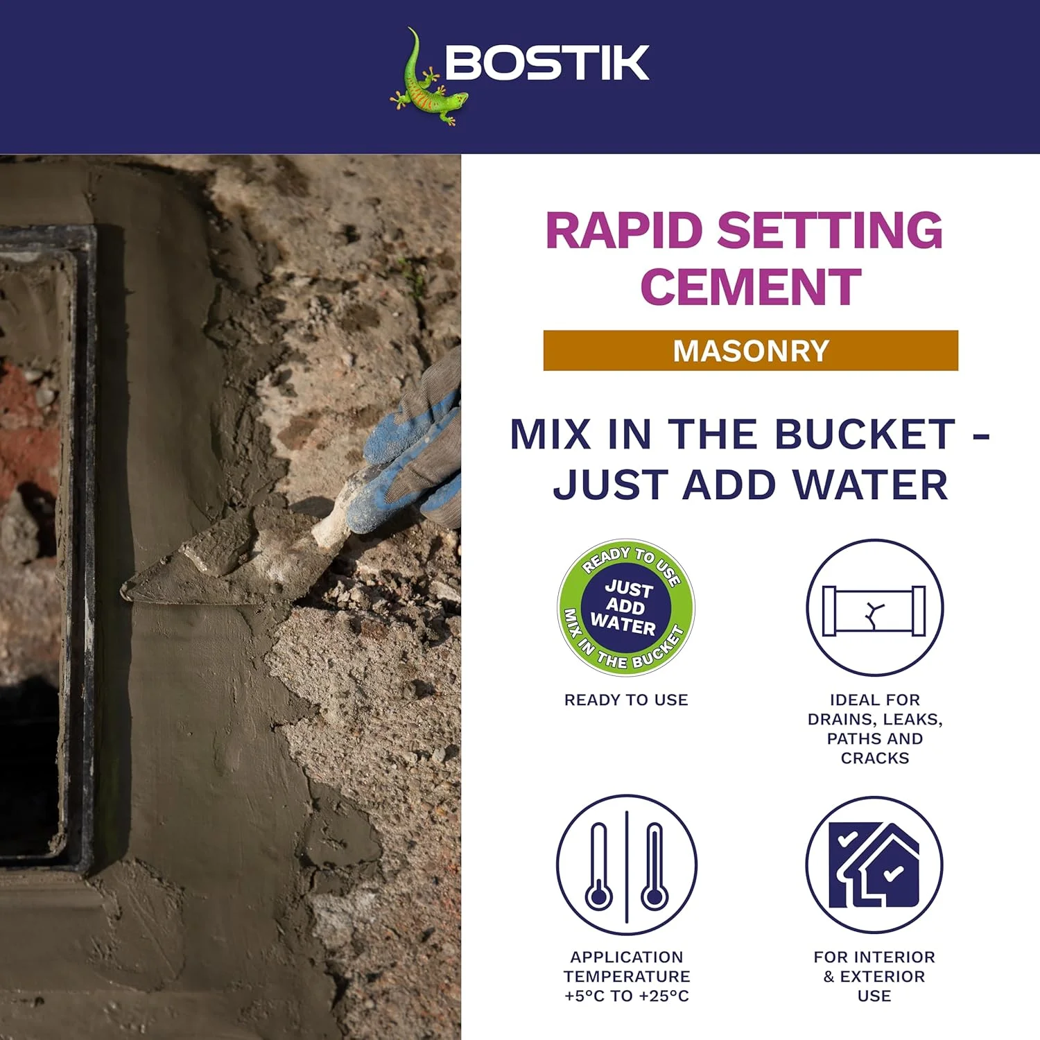 سیمان زودگیر بوستیک 5 کیلوگرمی - ملات ترمیمی ضد آب با گیرش سریع 20 دقیقه ای - مخلوط آماده، فقط آب اضافه کنید - قوی و بادوام - برای تعمیرات زهکشی و تثبیت بتن - استفاده در فضای داخلی و خارجی سیمان زودگیر بوستیک 5 کیلوگرمی - ملات ترمیمی ضد آب با گیرش سریع 20 دقیقه ای - مخلوط آماده، فقط آب اضافه کنید - قوی و بادوام - برای تعمیرات زهکشی و تثبیت بتن - استفاده در فضای داخلی و خارجی