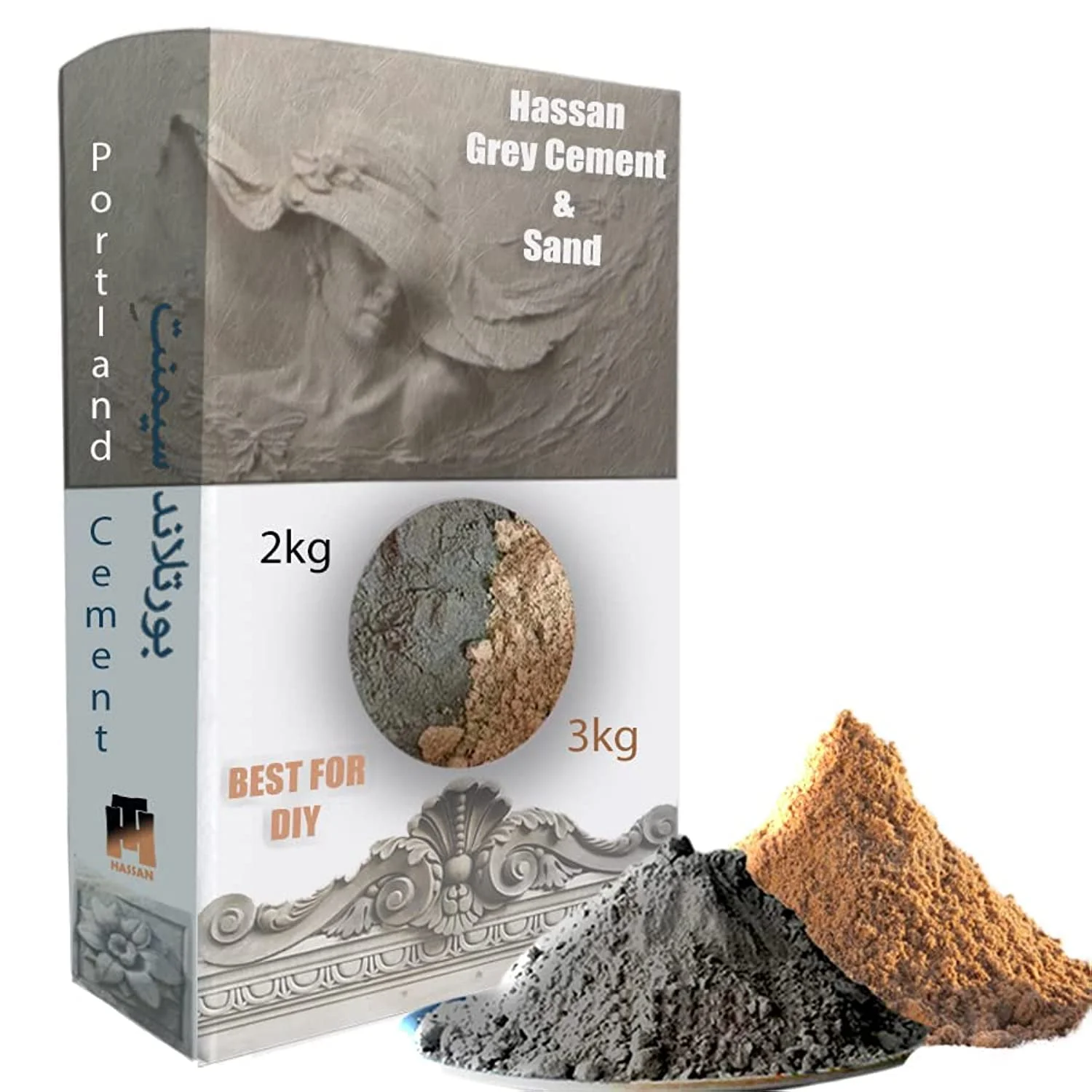 سیمان خاکستری و ماسه حسن برای مصارف DIY و آثار هنری سیمانی