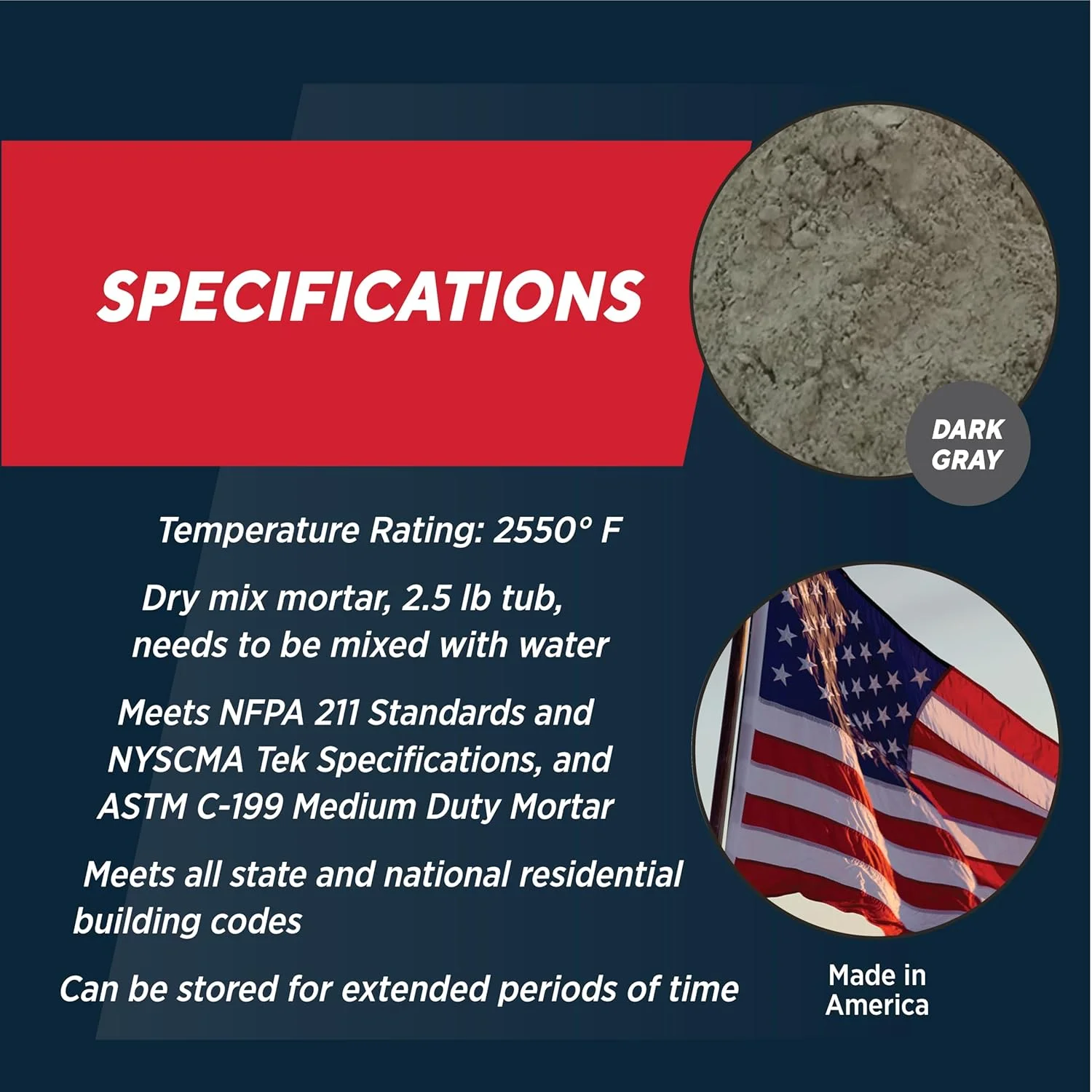 ملات نسوز روتلند پروداکتس مدل Dry Mix 21125، مقاوم در برابر حرارت 2550 درجه فارنهایت، رنگ خاکستری تیره، وزن 2.5 پوند