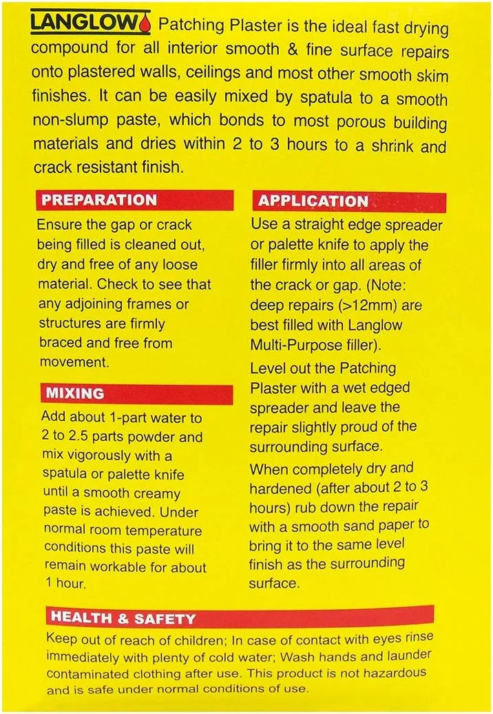 ملات ترمیمی لنگلو پلاسٹر Palace مدل Patching وزن ۱.۵ کیلوگرم (۶۴-۱۶) ملات ترمیمی لنگلو پلاسٹر Palace مدل Patching وزن ۱.۵ کیلوگرم (۶۴-۱۶)