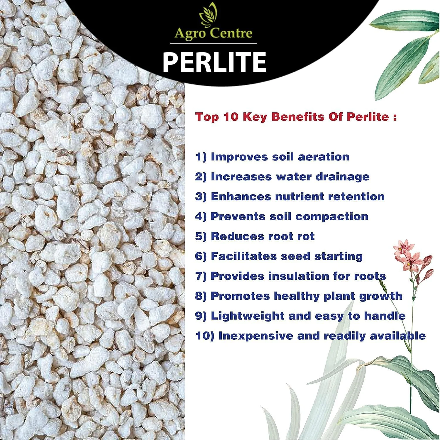 پرلیت کشاورزی دانه ای بسیار متخلخل برای گیاهان گلدانی و باغی | افزودنی خاک سبک و خنثی از نظر pH پرلیت کشاورزی دانه ای بسیار متخلخل برای گیاهان گلدانی و باغی | افزودنی خاک سبک و خنثی از نظر pH