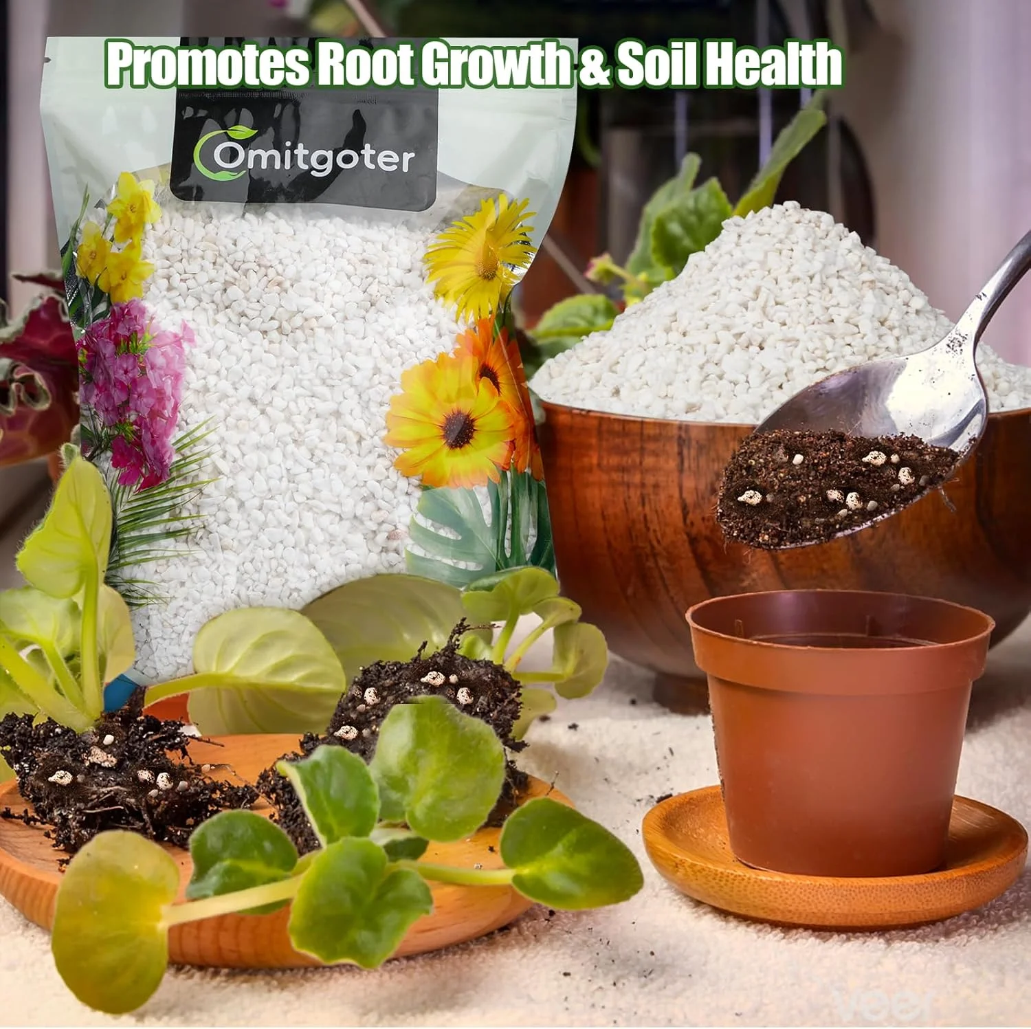 پرلیت باغبانی برای گیاهان ۱ کوارت، افزودنی و مخلوط کننده خاک باغبانی کاملا طبیعی، بهبود تهویه و زهکشی، افزایش سلامت خاک و رشد ریشه