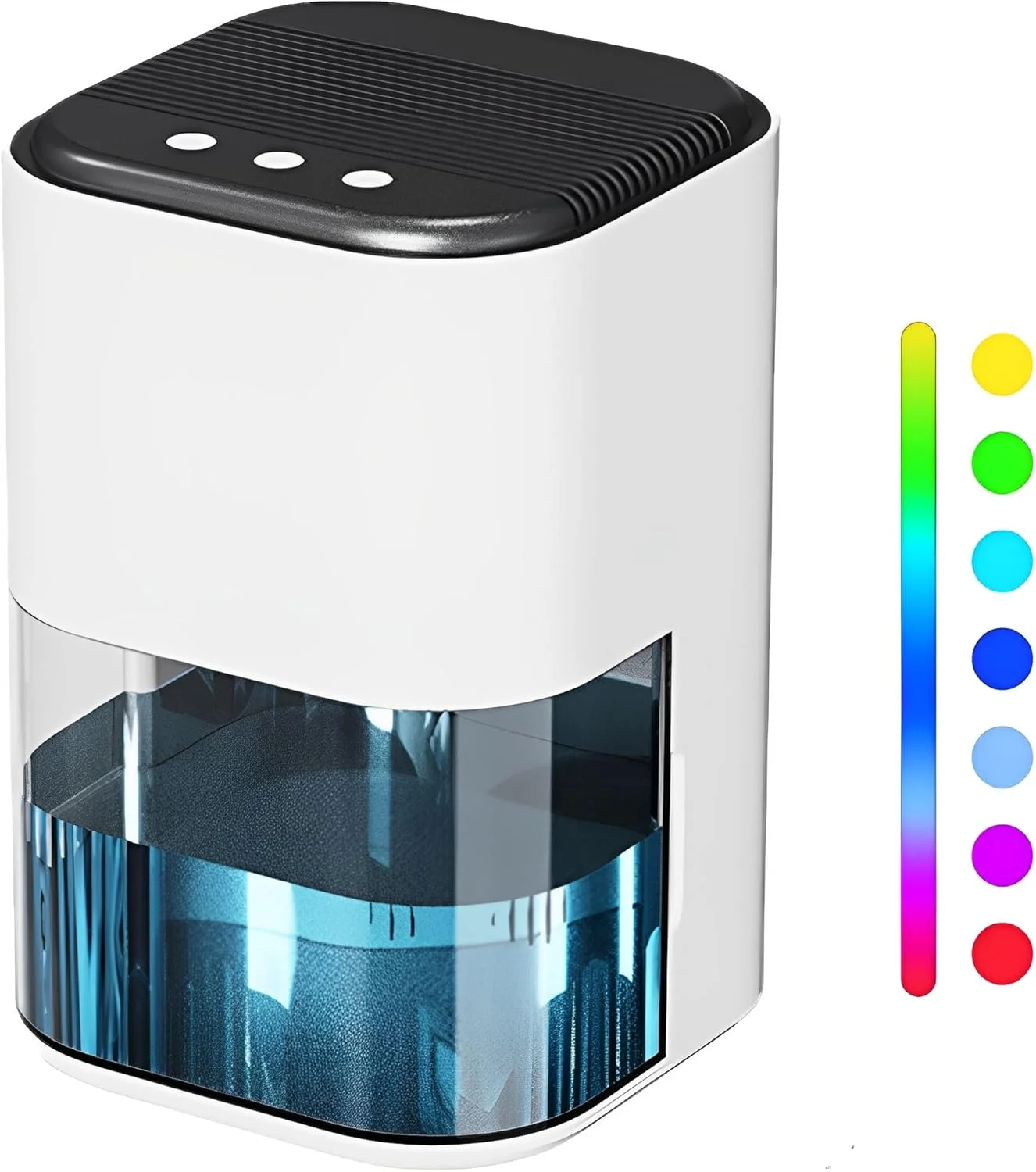 دستگاه رطوبت گیر خانگی Beauenty، مخزن آب 2 لیتری، رطوبت گیر بی صدا، رطوبت گیر هوای قابل حمل و جمع و جور با نور LED 7 رنگ خاموش شدن خودکار برای اتاق خواب، حمام، RV، کمد