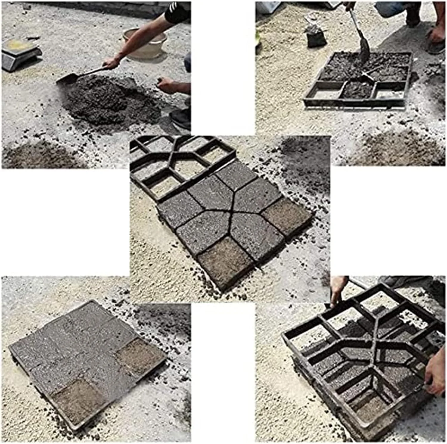 قالب سنگ فرش باغ، قالب بتنی 40x40 سانتی‌متری قابل استفاده مجدد، قالب سنگ فرش پلاستیکی سنگین برای مسیرهای پیاده‌روی، پاسیو و مسیر باغ