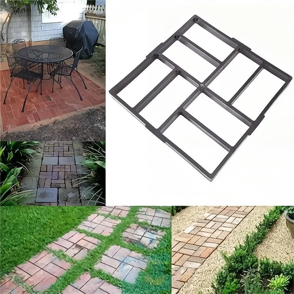 قالب سنگ فرش پلاستیکی قابل استفاده مجدد کول بیبی برای سنگفرش خود آبیاری، قالب های شکل سنگ برای سنگ های خیابانی بتنی باغ DIY (رنگ: مشکی - 1 عدد، اندازه: 40x40x4 سانتی متر)