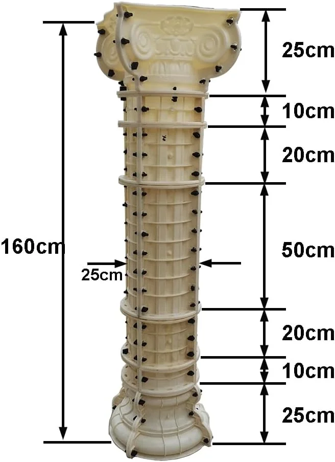 قالب ستون رومی بتنی Reazone Molds، سفید، گرد، قطر 25 سانتی متر، سبک وزن، سبک روستایی فرانسوی، قالب ستون DIY برای باغ فضای باز، 30x33 سانتی متر