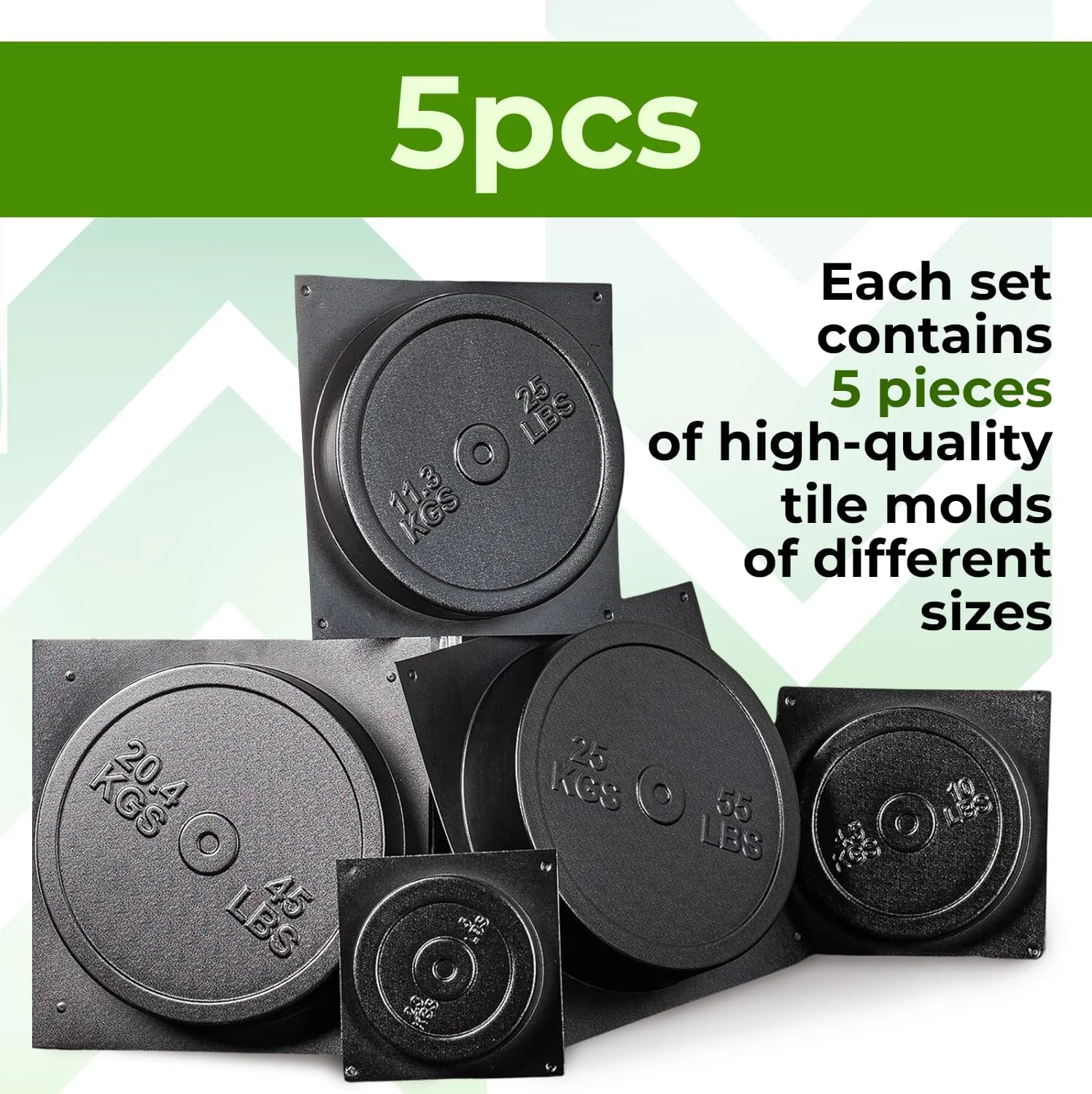 BETONEX قالب وزنه بتنی DIY، پلاستیک ABS 2 میلی‌متری، 5 عددی - قالب وزنه بتنی المپیک - قالب وزنه سیمانی - قالب وزنه هالتر DIY، دیسک هالتر برای تمرین