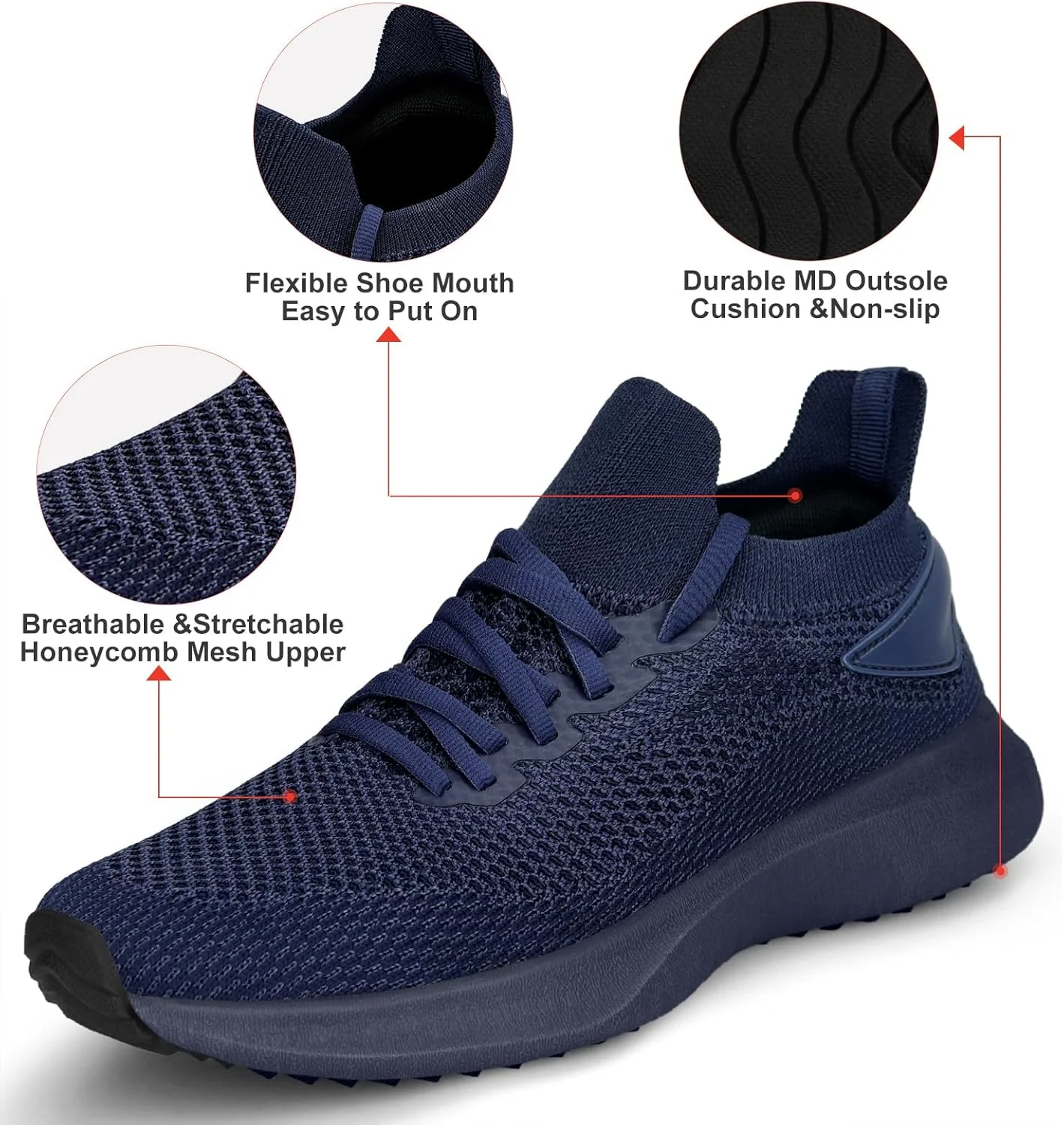 کفش ورزشی زنانه آبوس، مناسب باشگاه، سبک و تنفس پذیر، کفش تنیس، کفش پیاده روی توری، تمام آبی، سایز 6.5