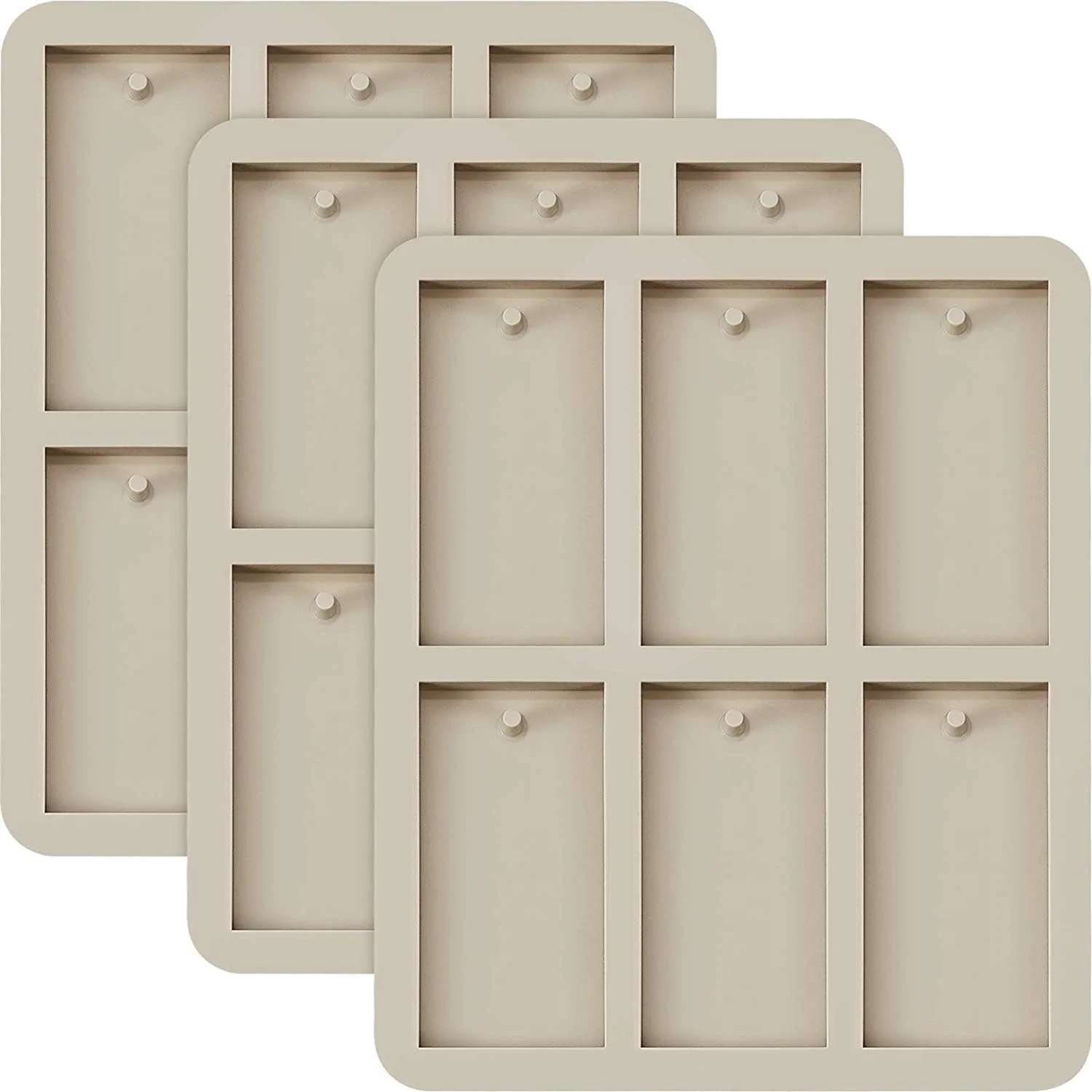 آزون، 3 عدد قالب موم سیلیکونی مستطیلی، قالب رزین سیلیکونی، قالب موم جاکلیدی مستطیلی، قالب ریخته گری اپوکسی با سوراخ آویز برای ساخت جواهرات DIY، آویز، صنایع دستی، دکور