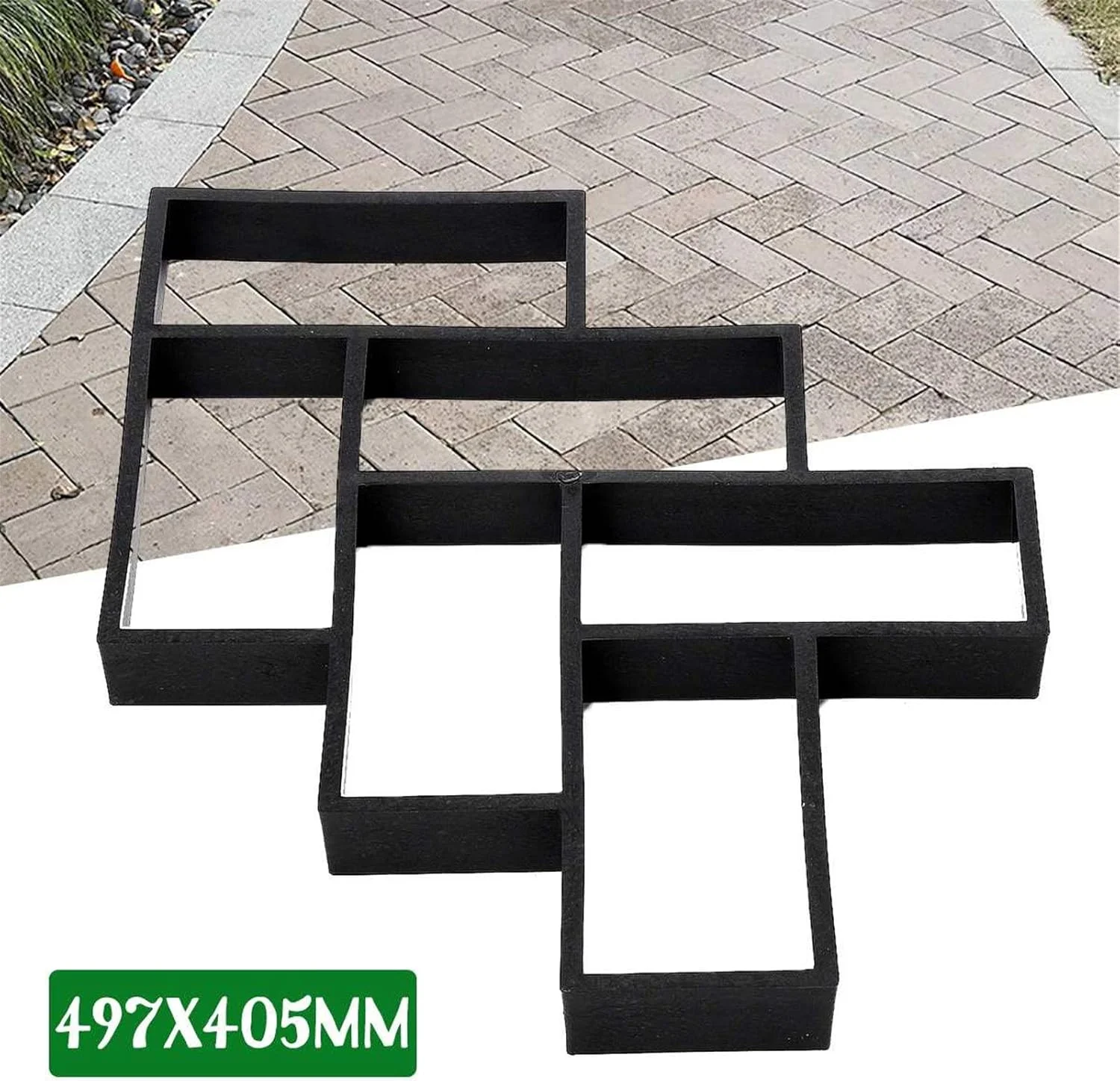 قالب آجر سیمانی، قالب بتنی برای ساخت مسیر خودتان، قالب سیمانی، قالب سنگ فرش بتنی، قالب آجر بتنی قابل استفاده مجدد مناسب برای سنگ فرش کردن تراس ها (رنگ: مشکی، سایز: یک سایز)