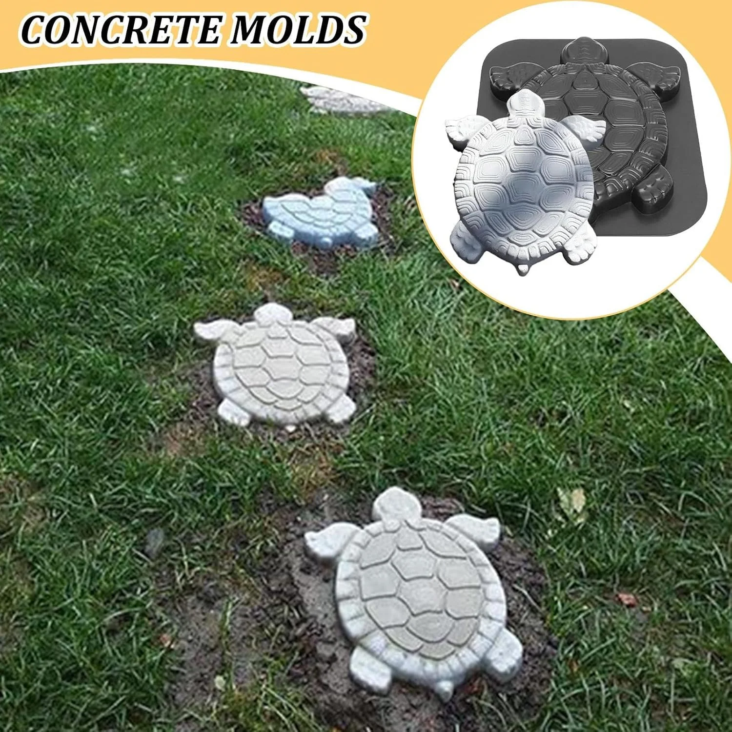 قالب های سیمانی، قالب های بتنی طرح لاک پشت برای پیاده روها - قالب لاک پشتی قابل استفاده مجدد، لوازم سنگفرش برای هنرمندان، محوطه سازان، متخصصان و مبتدیان