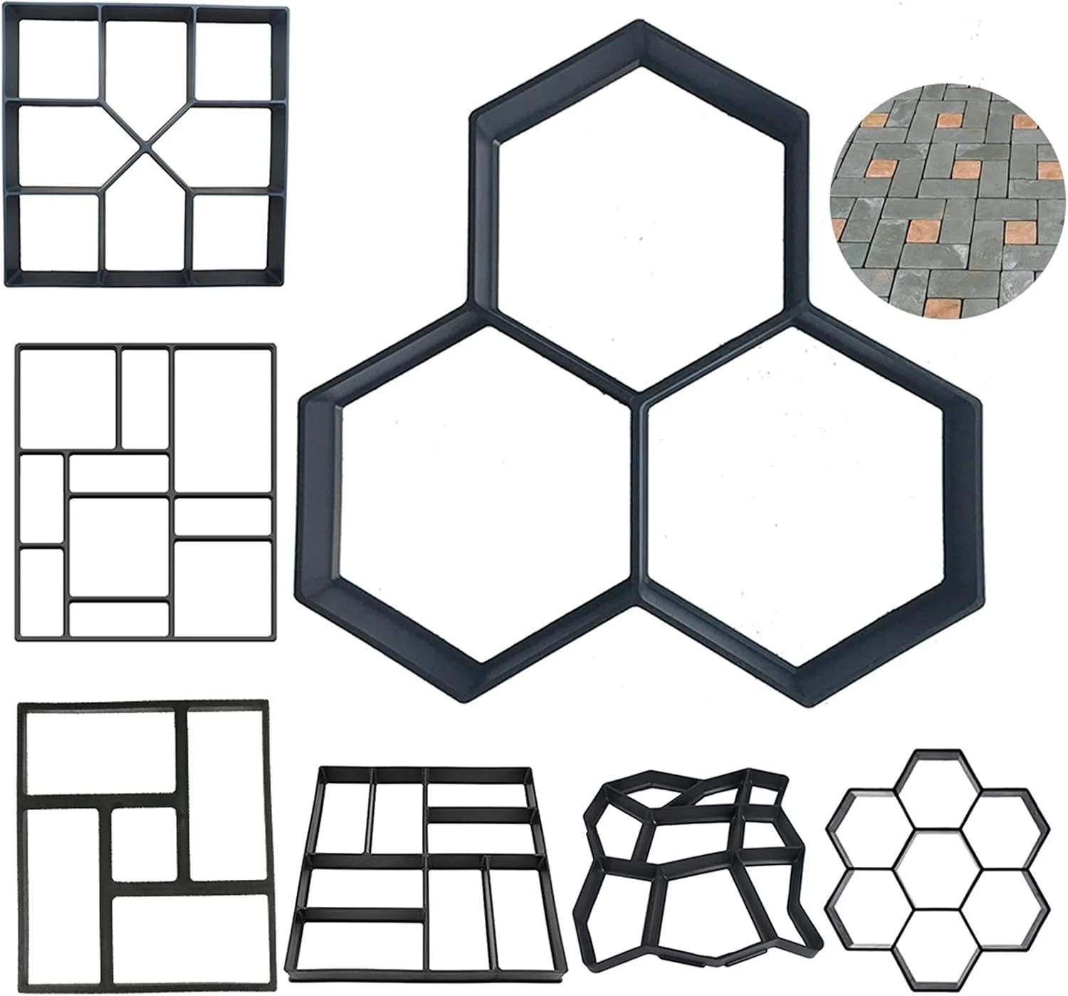قالب پیاده رو 1 عدد قالب های بتنی آجر سیمانی سنگ فرش دستی قالب پلاستیکی DIY قالب سنگ باغ تزئینات باغ (رنگ: G296563)