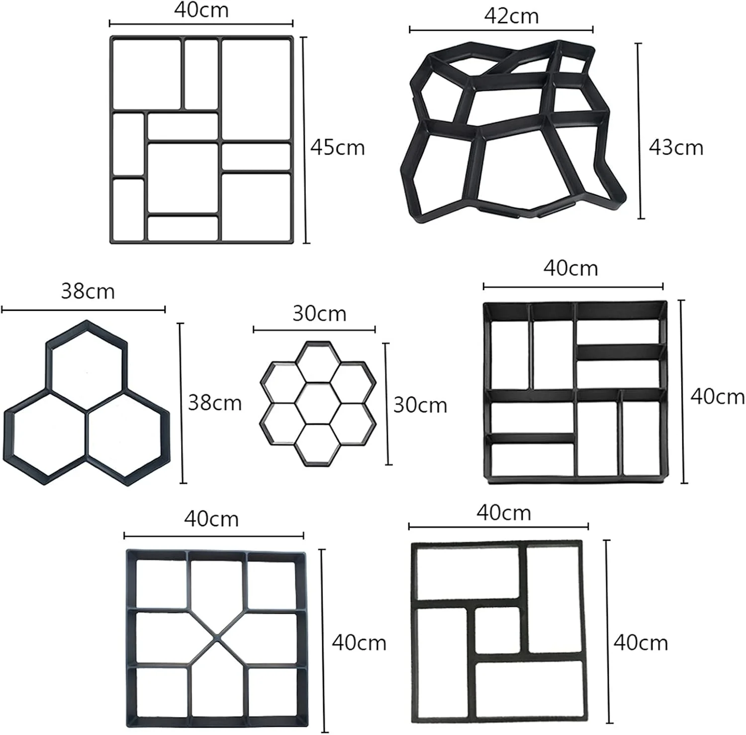 قالب پیاده رو 1 عدد قالب های بتنی آجر سیمانی سنگ فرش دستی قالب پلاستیکی DIY قالب سنگ باغ تزئینات باغ (رنگ: G296563)