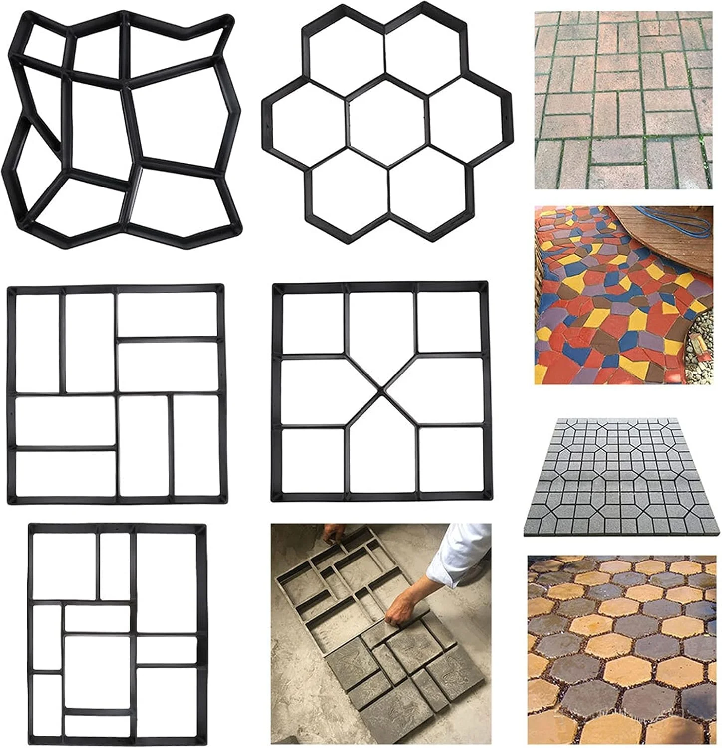 قالب پیاده رو، قالب های سنگ فرش مسیر خودساز، قالب آجر سنگی، قالب بتنی سیمانی، مسیر پیاده روی باغ، قالب های سنگ فرش پاسیو قابل استفاده مجدد، قالب سنگ فرش مسیر (رنگ: E)