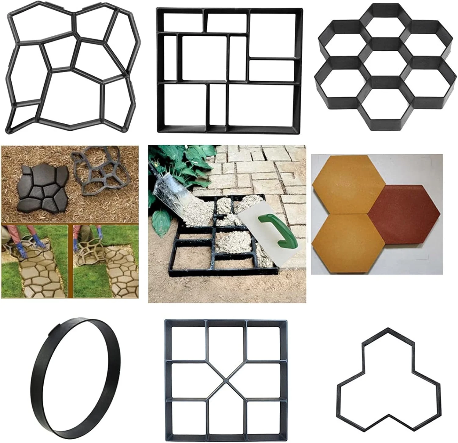 قالب پیاده رو قالب بتن قالب مسیر قالب سنگ فرش بتنی قابل استفاده مجدد قالب آجر سیمانی سنگ باغ کف جاده مسیر باغ قالب سنگ (رنگ: 34x34 سانتی متر)