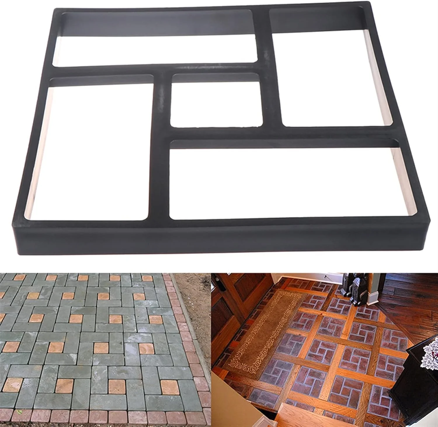 قالب سنگ فرش باغی CGVHBK، قالب پیاده رو، قالب بتن دستی DIY، آجر سیمانی، قالب های بتنی جاده سنگی، مسیر سنگ فرش دستی DIY (رنگ: مشکی)