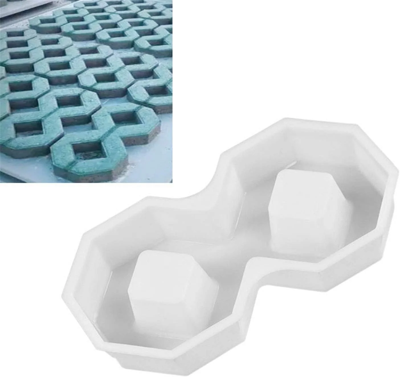 قالب آجر سیمانی DIY مربع مسیر باغ قالب آجر پلاستیکی بتنی سنگفرش پروپیلن پیاده رو لوازم جانبی ساختمان باغ مناسب برای سنگفرش تراس ها (رنگ: سفید، اندازه: 40x20x8 سانتی متر)