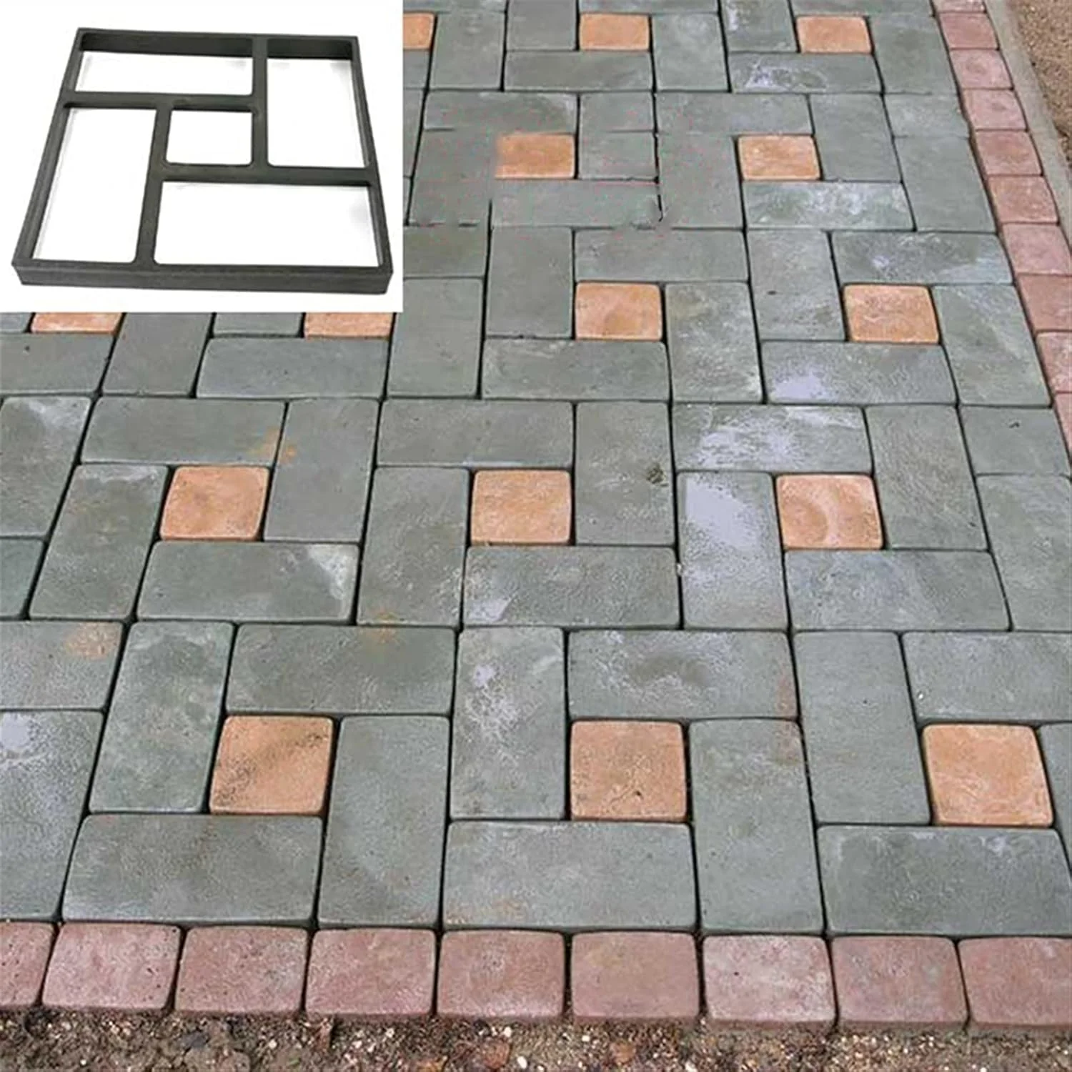 قالب سنگ فرش باغ CGVHBK، قالب پیاده رو، ابزار باغبانی سنگ فرش دستی DIY قابل استفاده مجدد، قالب های بتنی جاده ای آجری سیمانی (رنگ: A)