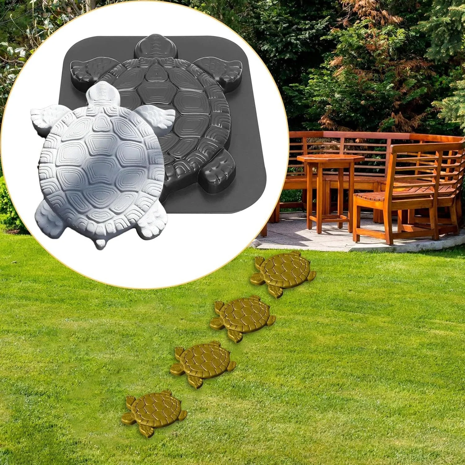 قالب بتن | قالب سنگ فرش طرح لاک پشتی برای بتن - قالب سنگ فرش قابل استفاده مجدد، لوازم جانبی برای ساخت مسیر پیاده رو، پاسیو، چمن، باغ، پارک و محوطه سازی