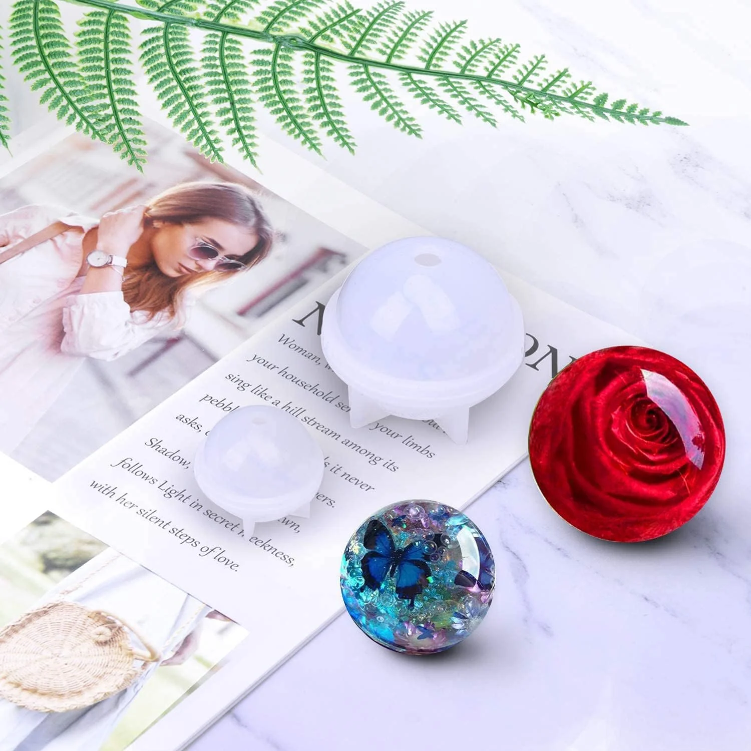 قالب‌های سیلیکونی دلفینو 7 عددی برای هنر ریخته‌گری رزین اپوکسی شامل کره دایره‌ای، مکعب مربعی، استوانه، آویز برای جعبه جواهرات DIY، جای گلدان/قلم/جاشمعی صابون