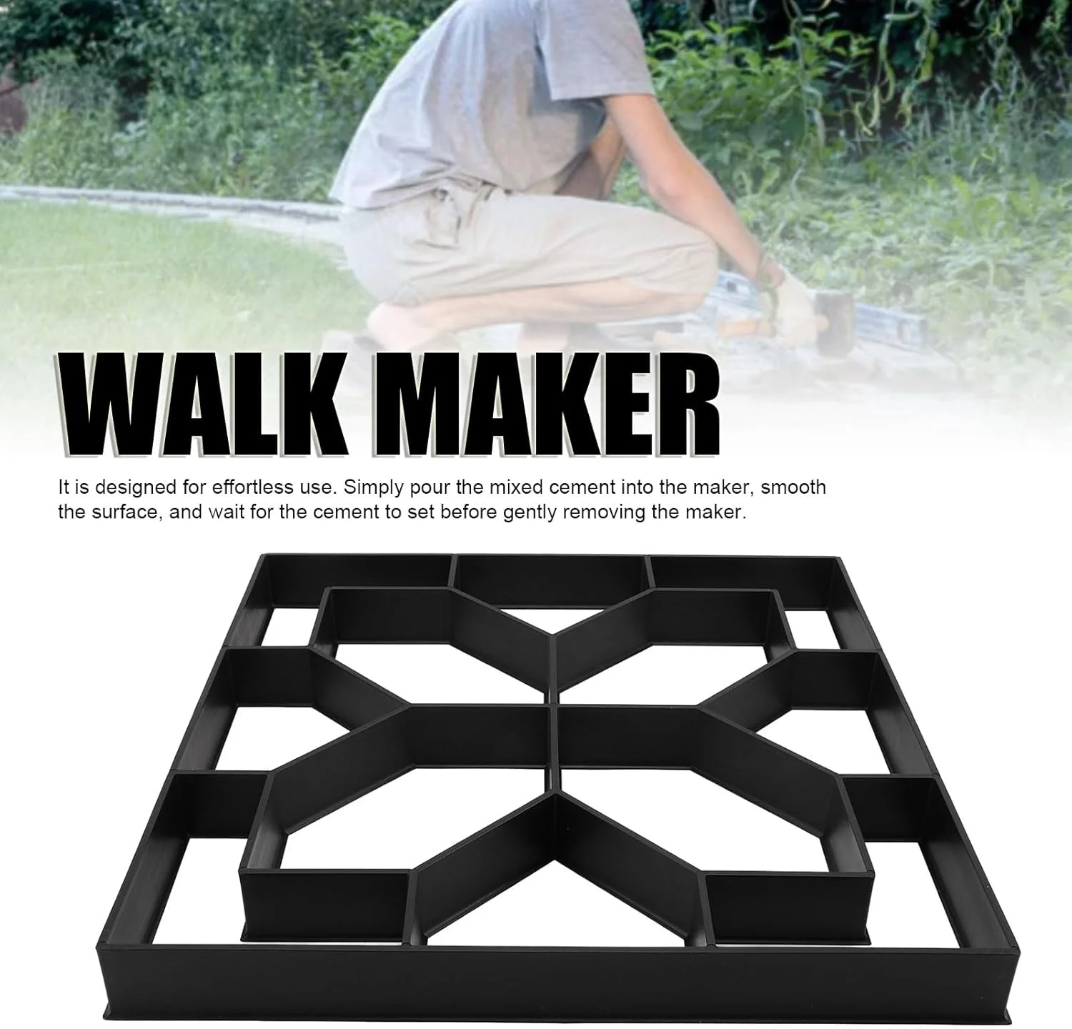 قالب پیاده رو ساز دستی 40 سانتی متری، قالب بتن قابل استفاده مجدد، قالب سنگ فرش | قالب های بتن پیش ساخته برای حیاط، باغ و محوطه
